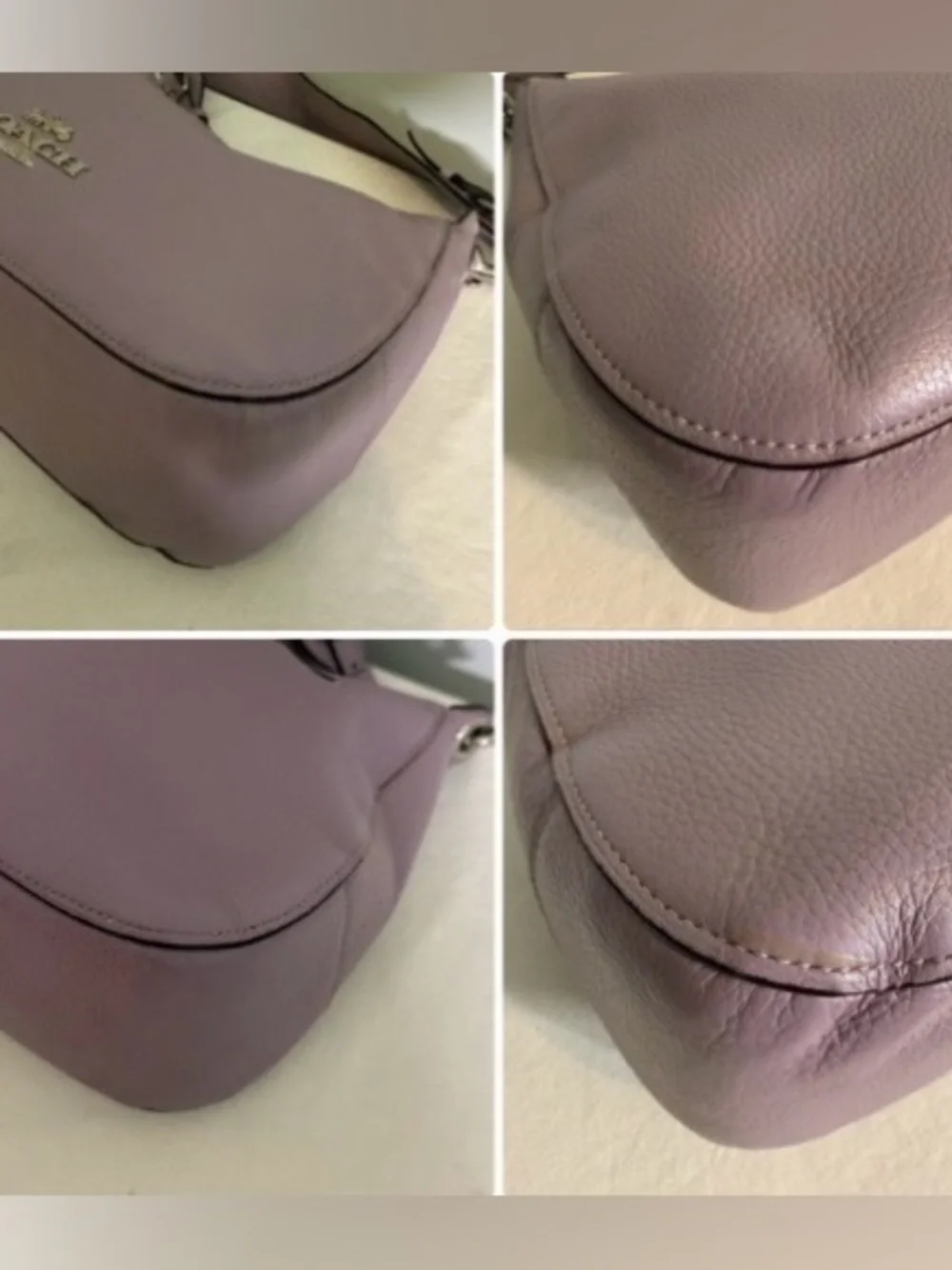 Coach Jes Hobo Shoulder Bag Lilac Purple Pebbled Leather F76695